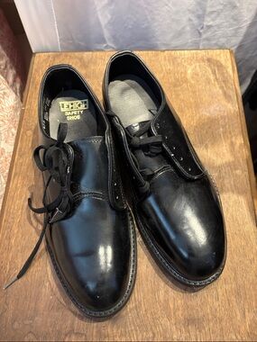 Vintage New Old Stock Black Men's Safety Dress Shoes Leigh Brand Made in USA